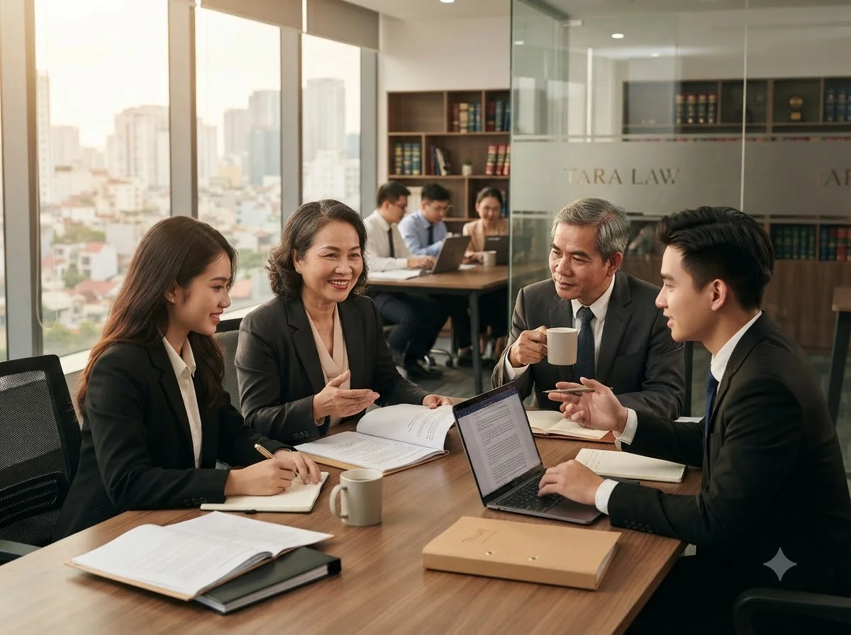 Các luật sư trao đổi chuyên môn tại văn phòng